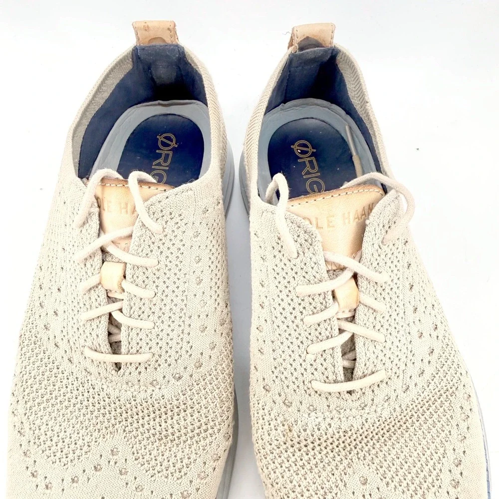 Cole Haan OriginalGrand Wingtip Oxford Mens 8 Beige Knit C29434 Stitchlite